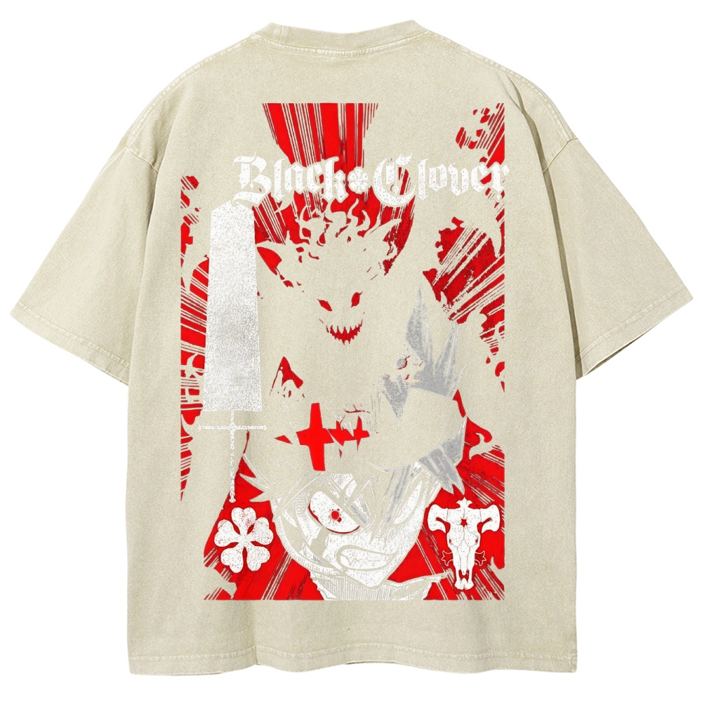 BLACK CLOVER Unisex Fit Washed T-Shirt 2502008172