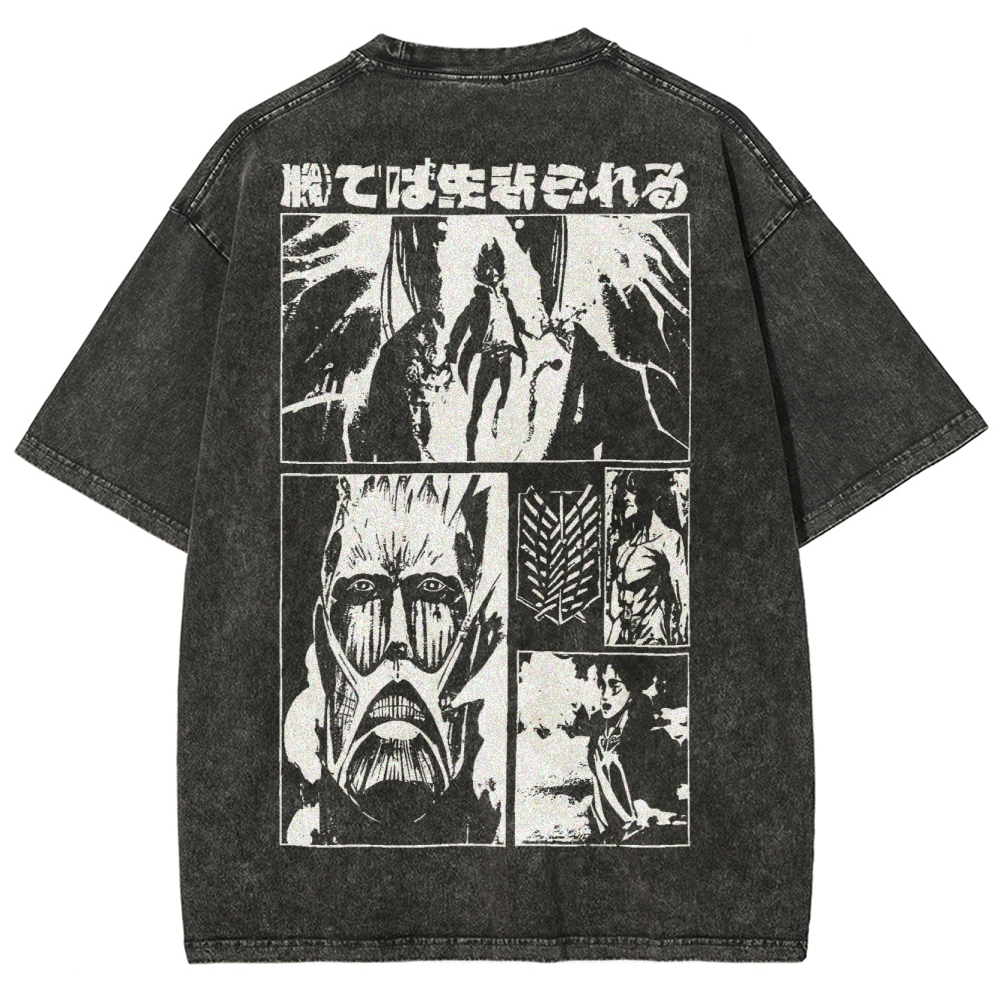 Attach On Titan Unisex Fit Washed T-Shirt 2503000037
