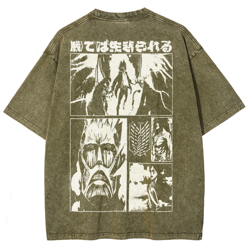 Attach On Titan Unisex Fit Washed T-Shirt 2503000037