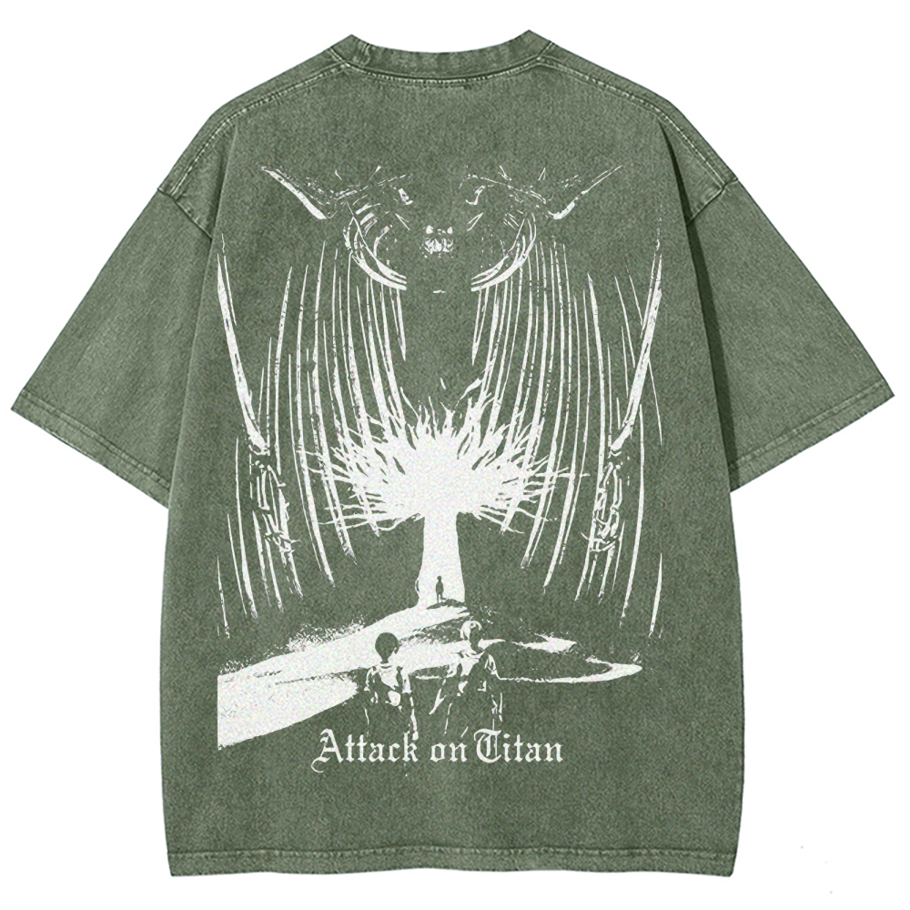 Attach On Titan Unisex Fit Washed T-Shirt 2503000071
