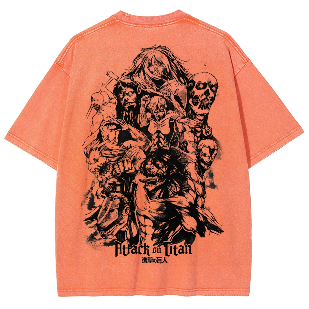 Attach On Titan Unisex Fit Washed T-Shirt 2503000103