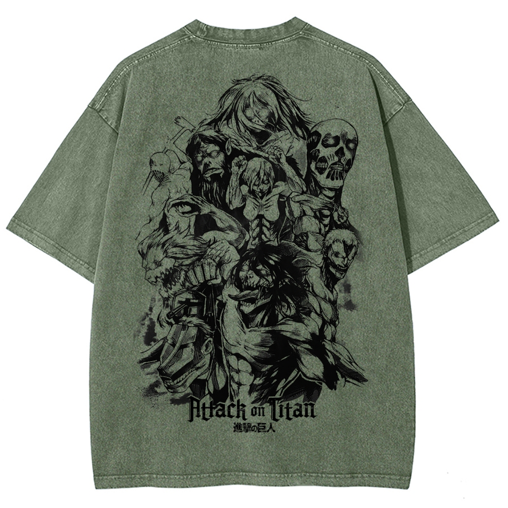 Attach On Titan Unisex Fit Washed T-Shirt 2503000103