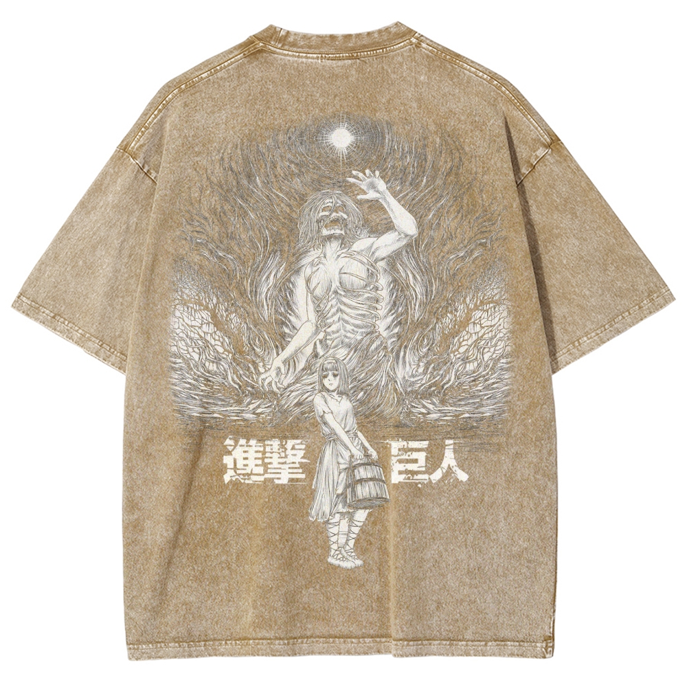 Attach On Titan Unisex Fit Washed T-Shirt 2503000111