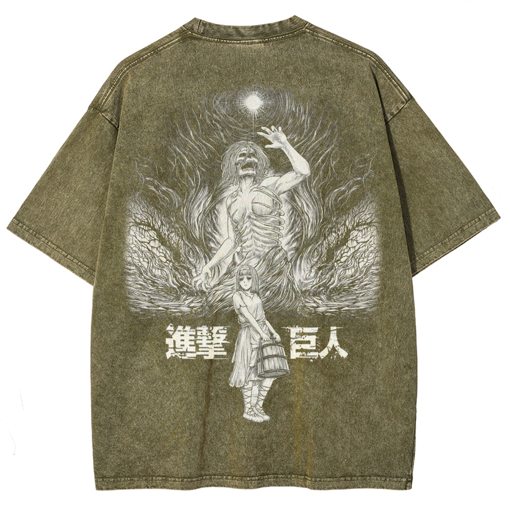 Attach On Titan Unisex Fit Washed T-Shirt 2503000111