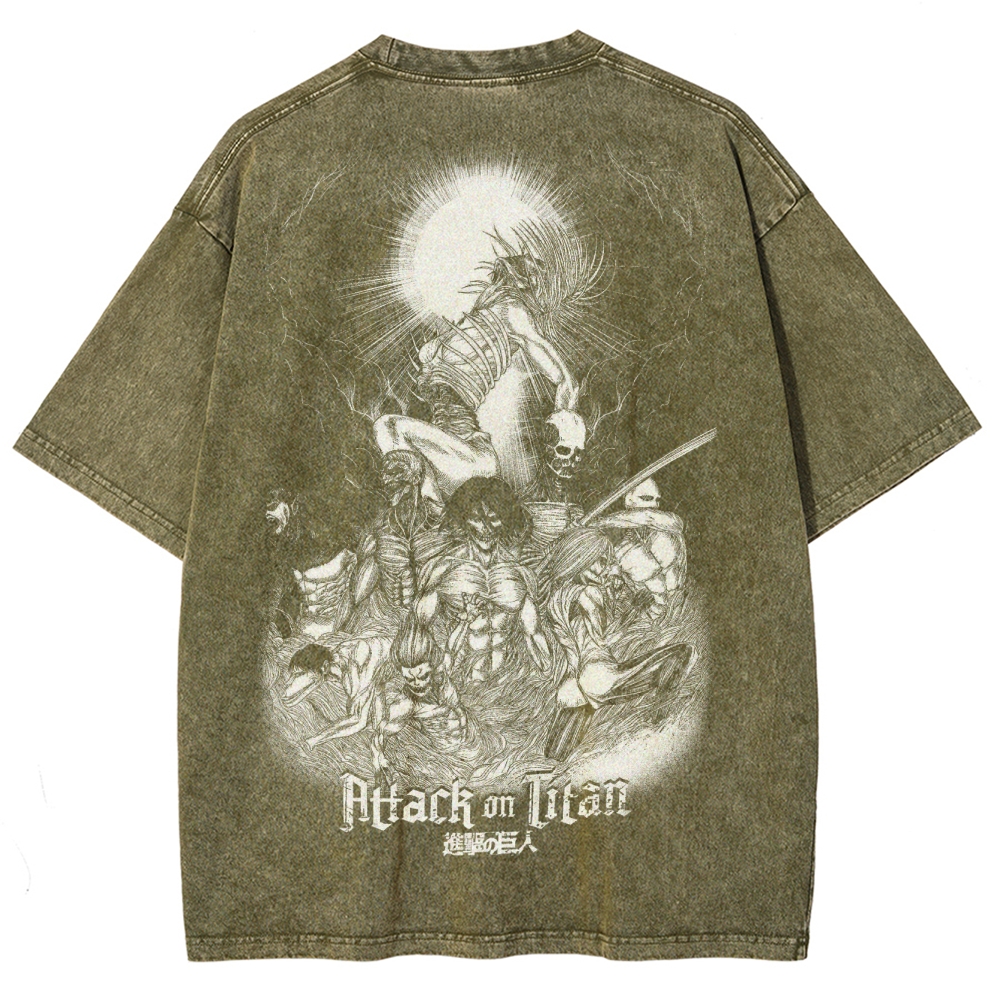 Attach On Titan Unisex Fit Washed T-Shirt 2503000122