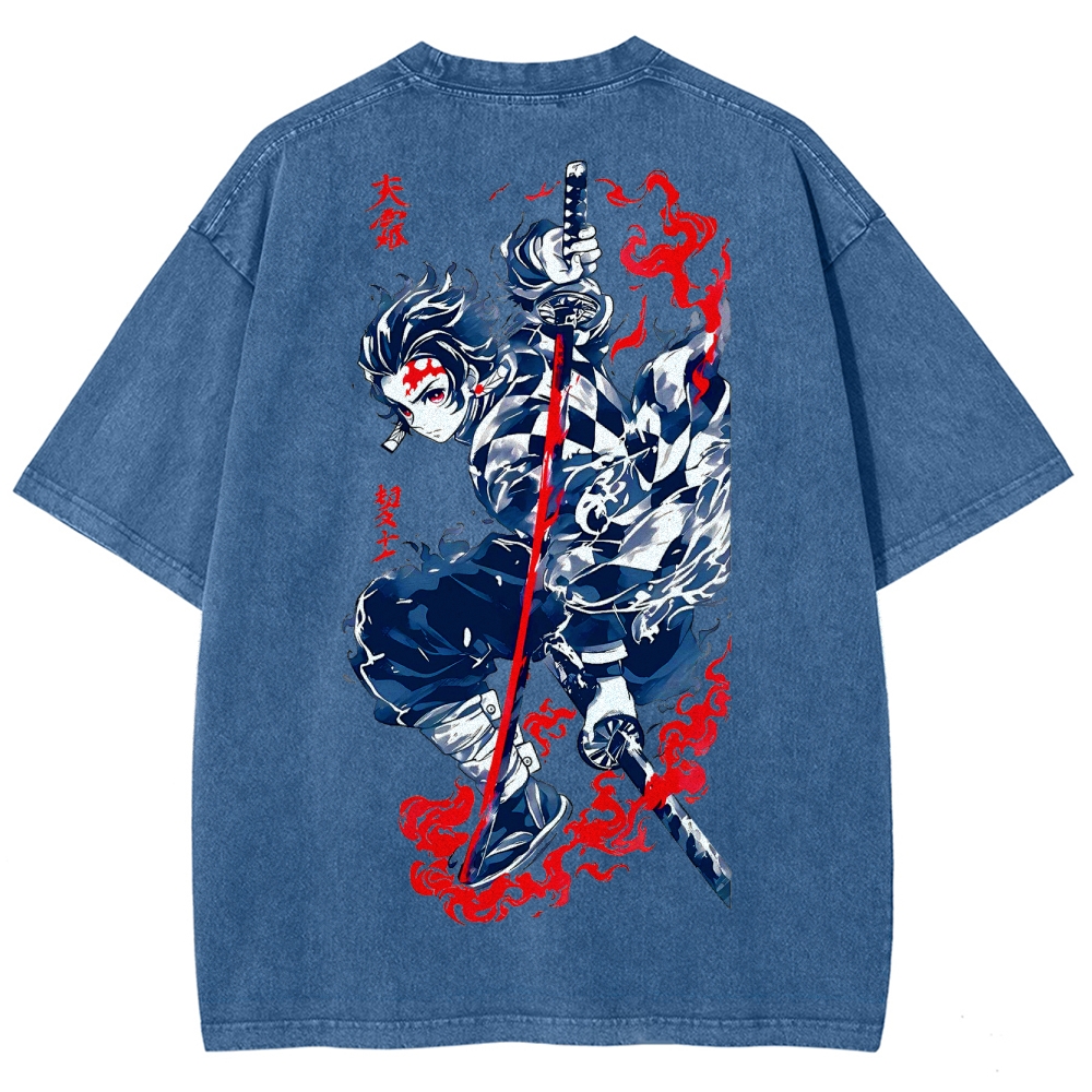 Demon Slayer Tanjiro Kamado Vintage Washed T-Shirt 2503003932