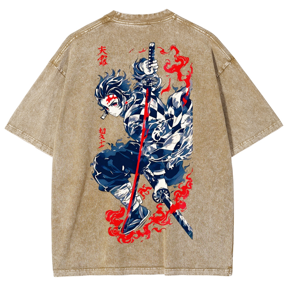 Demon Slayer Tanjiro Kamado Vintage Washed T-Shirt 2503003932