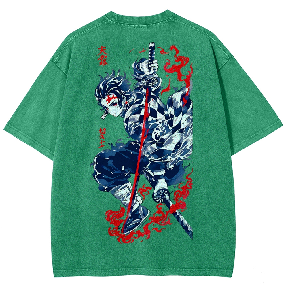 Demon Slayer Tanjiro Kamado Vintage Washed T-Shirt 2503003932