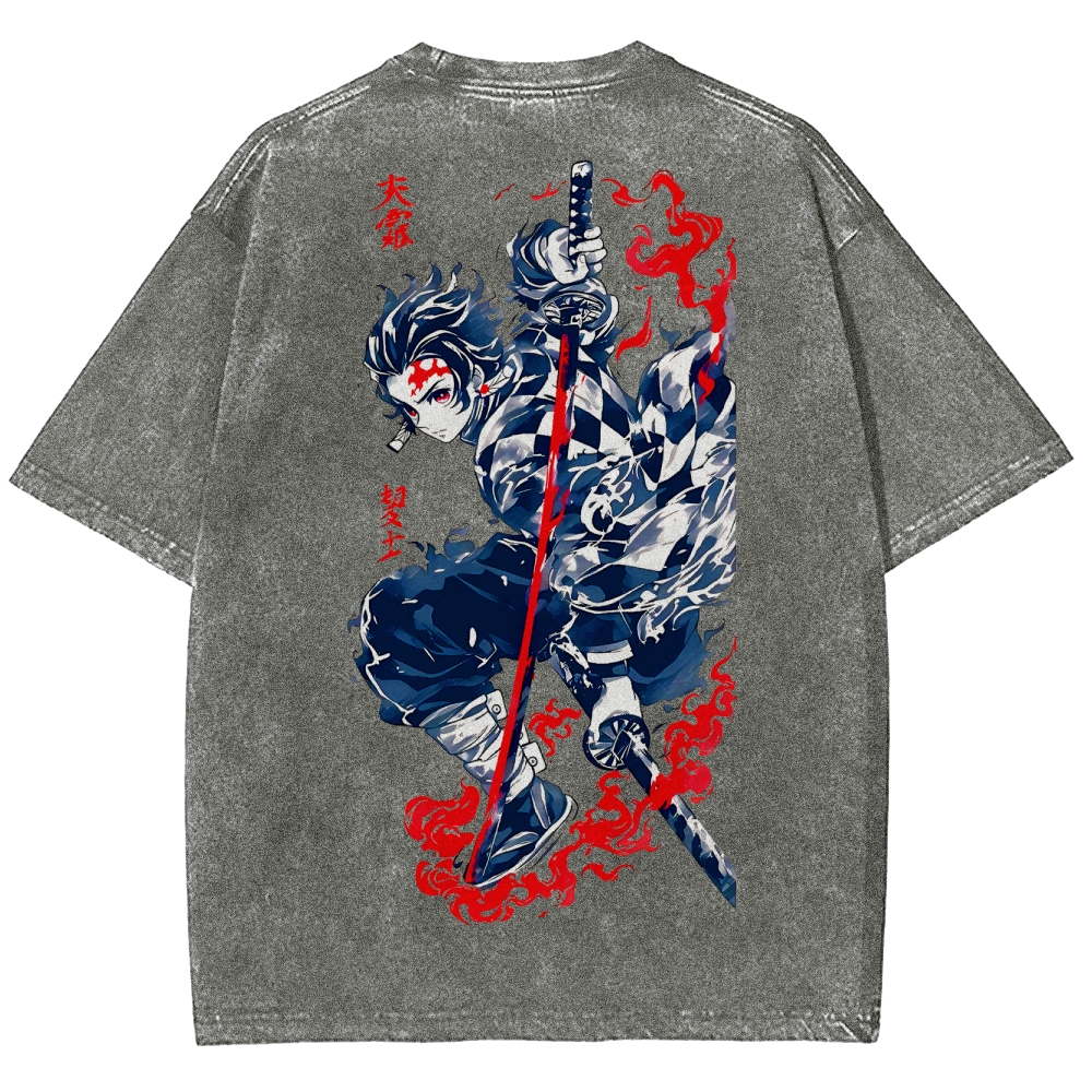 Demon Slayer Tanjiro Kamado Vintage Washed T-Shirt 2503003932