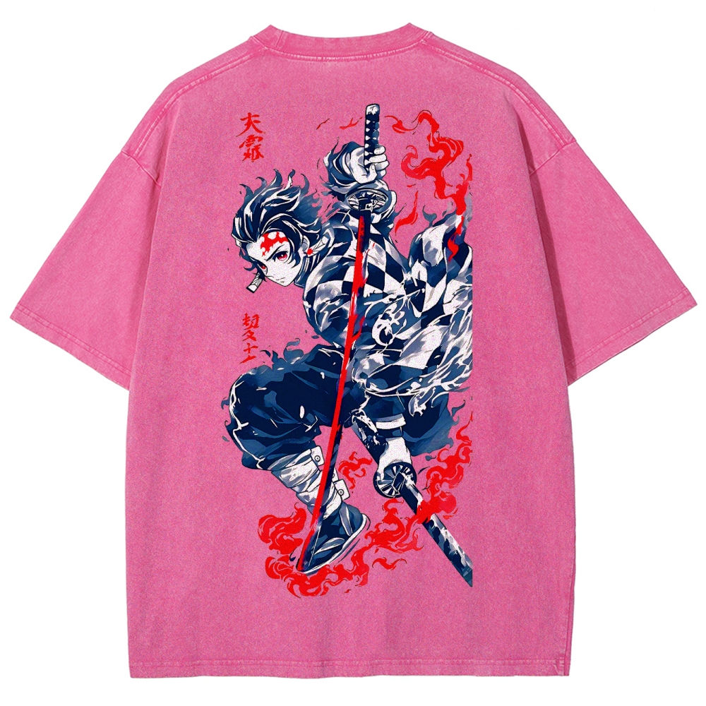 Demon Slayer Tanjiro Kamado Vintage Washed T-Shirt 2503003932