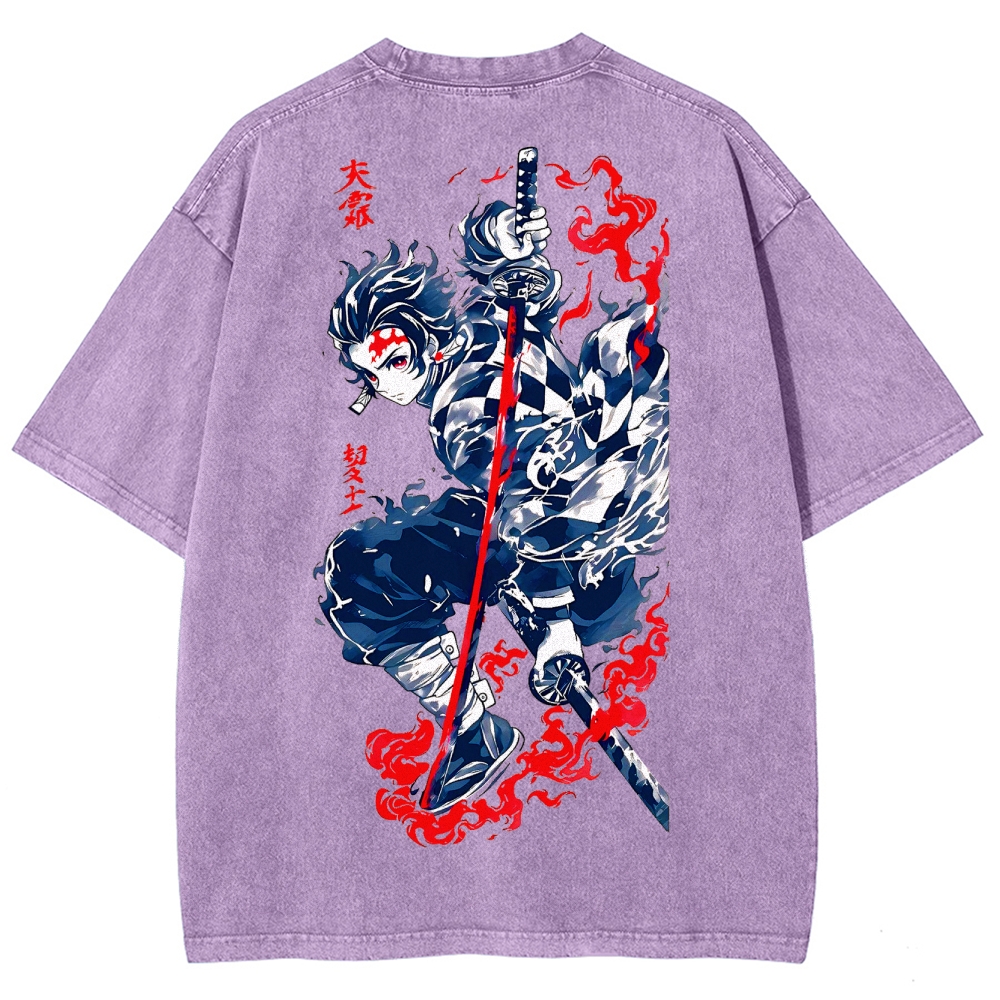 Demon Slayer Tanjiro Kamado Vintage Washed T-Shirt 2503003932