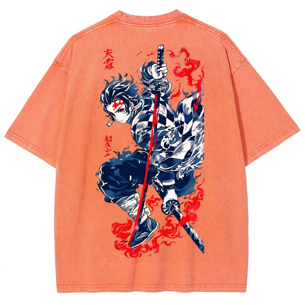 Demon Slayer Tanjiro Kamado Vintage Washed T-Shirt 2503003932