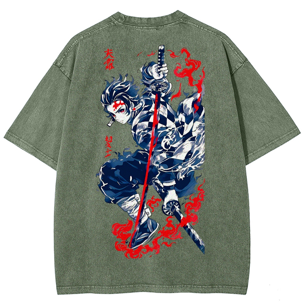 Demon Slayer Tanjiro Kamado Vintage Washed T-Shirt 2503003932