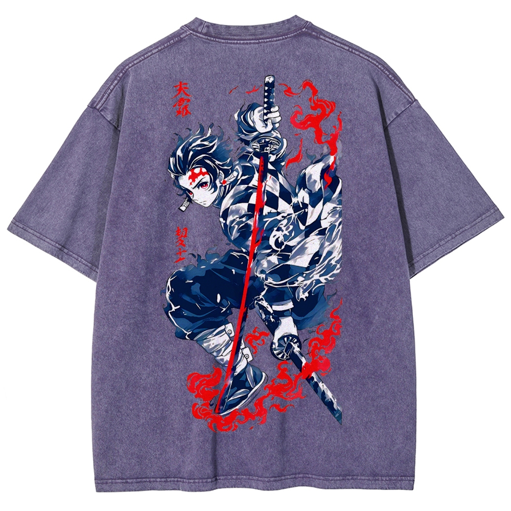 Demon Slayer Tanjiro Kamado Vintage Washed T-Shirt 2503003932