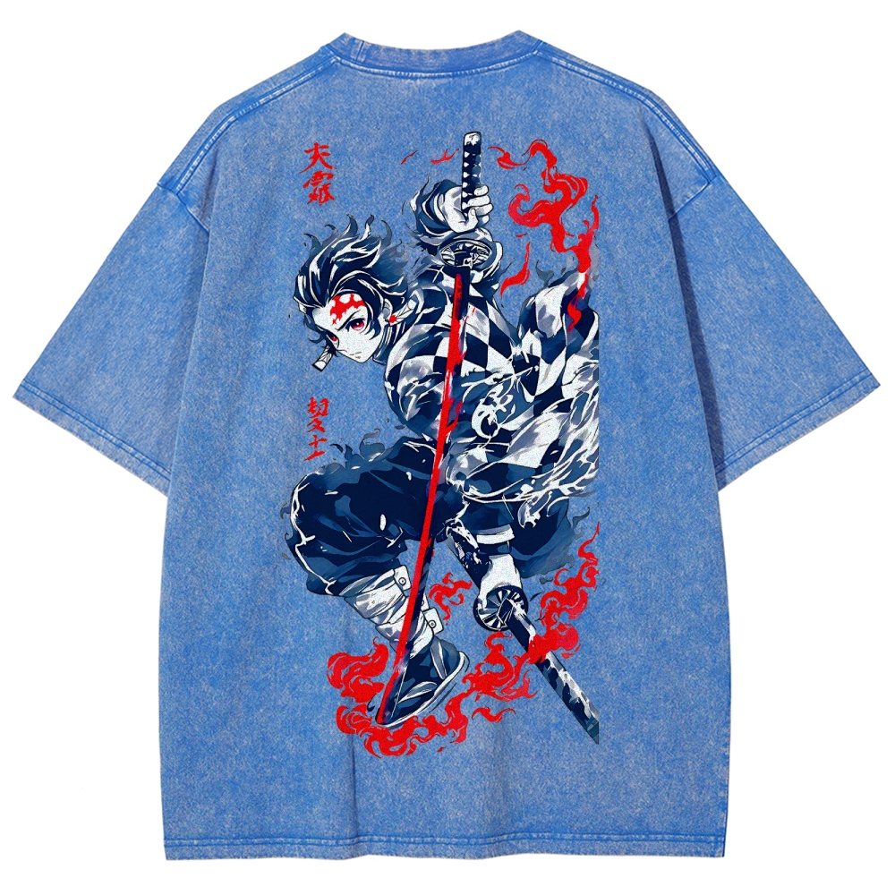 Demon Slayer Tanjiro Kamado Vintage Washed T-Shirt 2503003932