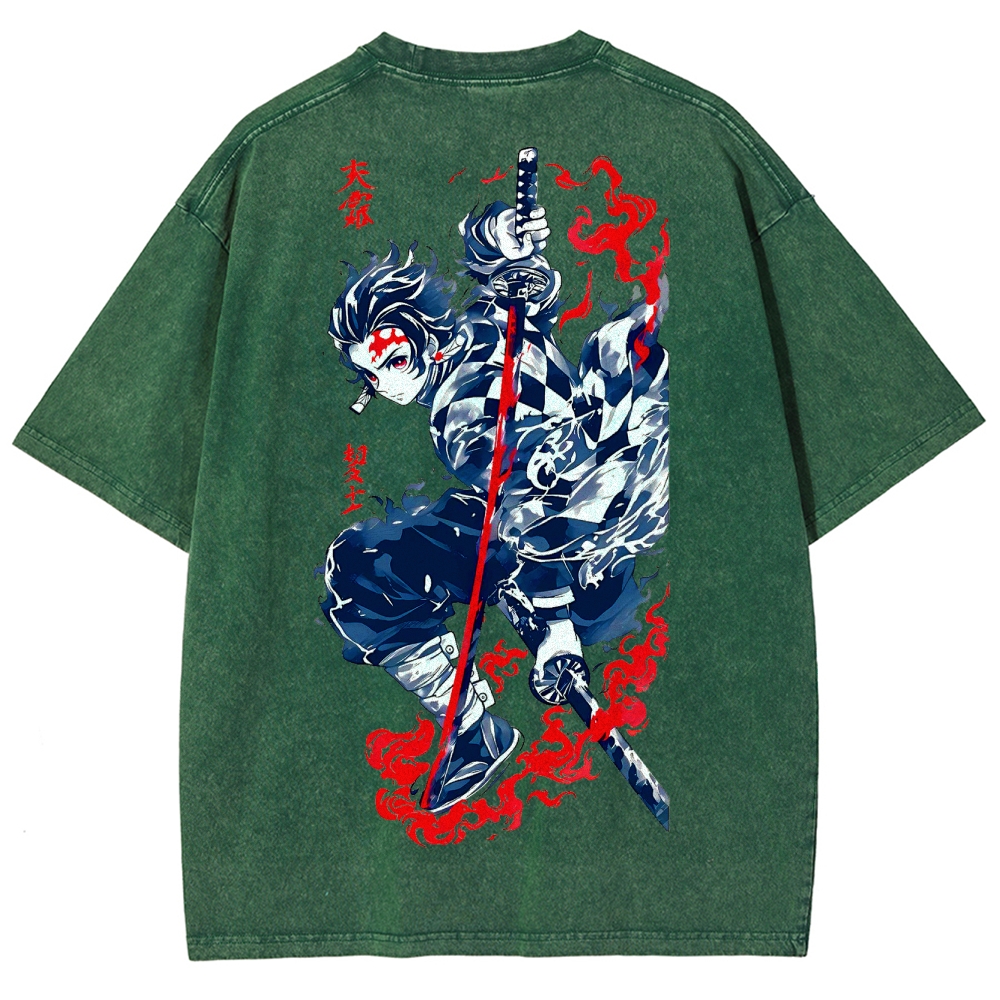 Demon Slayer Tanjiro Kamado Vintage Washed T-Shirt 2503003932