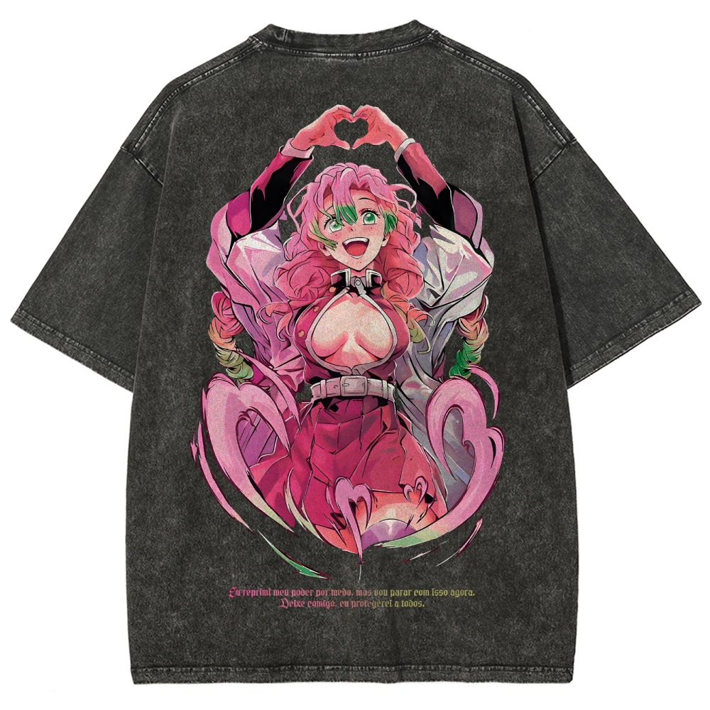 Demon Slayer Mitsuri Kanroji Unisex Fit Washed T-Shirt 2504004048