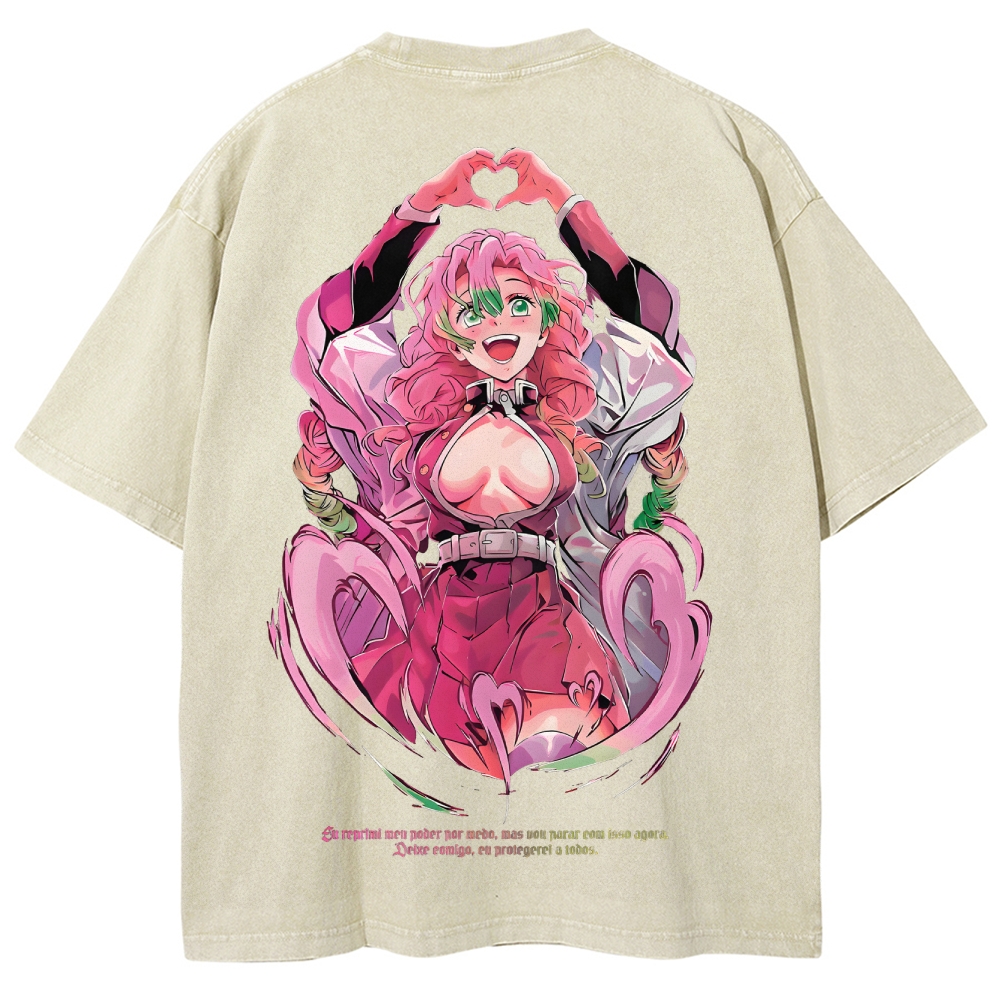 Demon Slayer Mitsuri Kanroji Unisex Fit Washed T-Shirt 2504004048