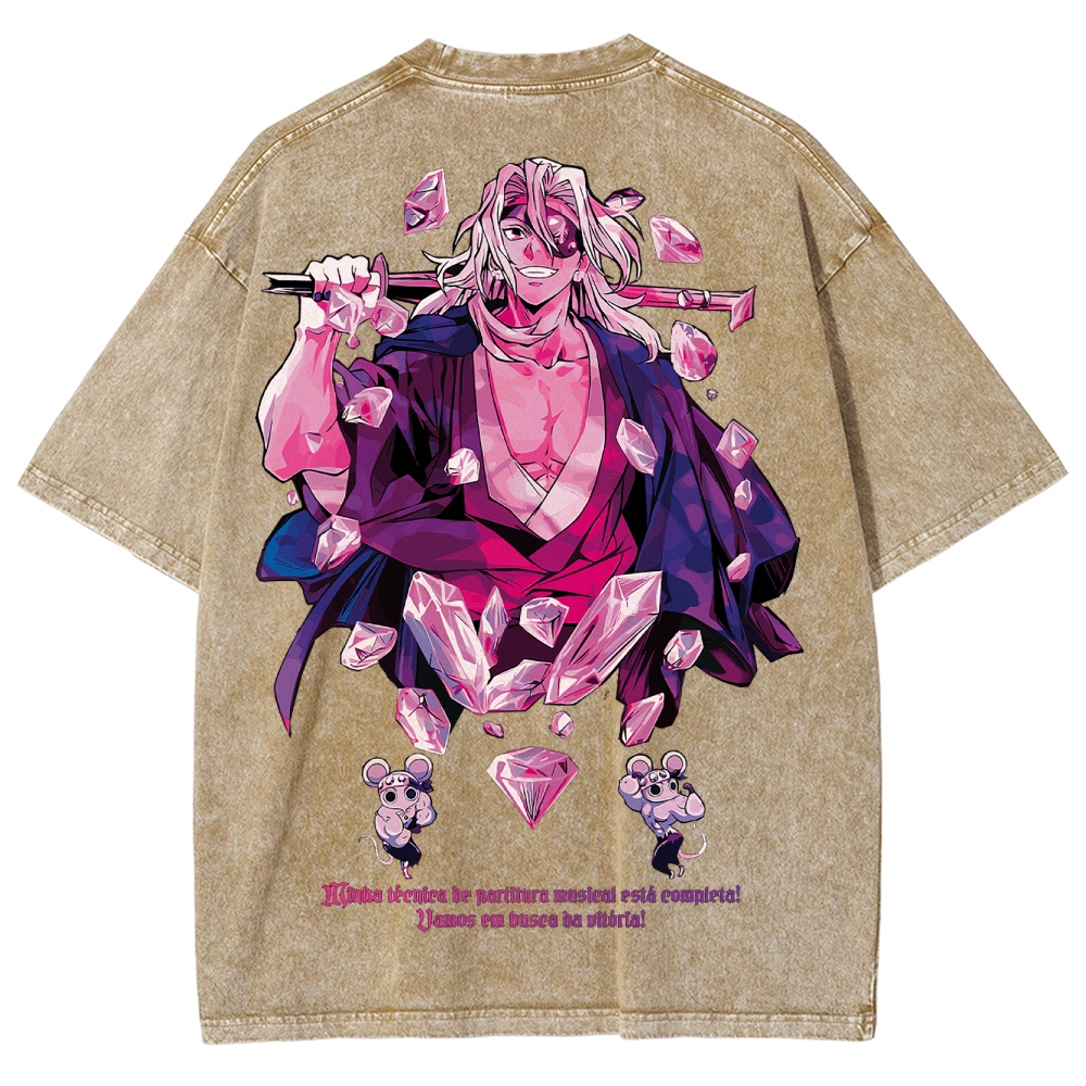 Demon slayer Uzui Tengen Unisex Fit Washed T-Shirt 2504004051