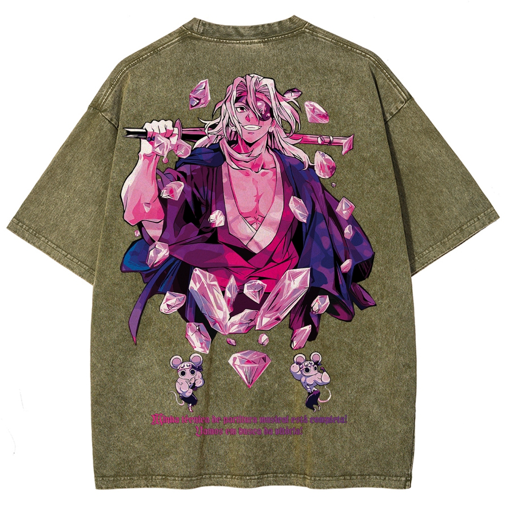Demon slayer Uzui Tengen Unisex Fit Washed T-Shirt 2504004051