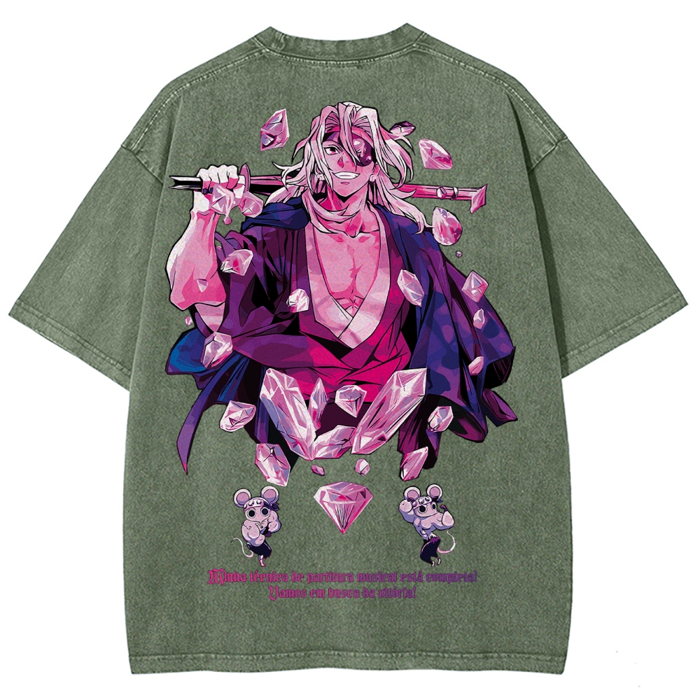 Demon slayer Uzui Tengen Unisex Fit Washed T-Shirt 2504004051