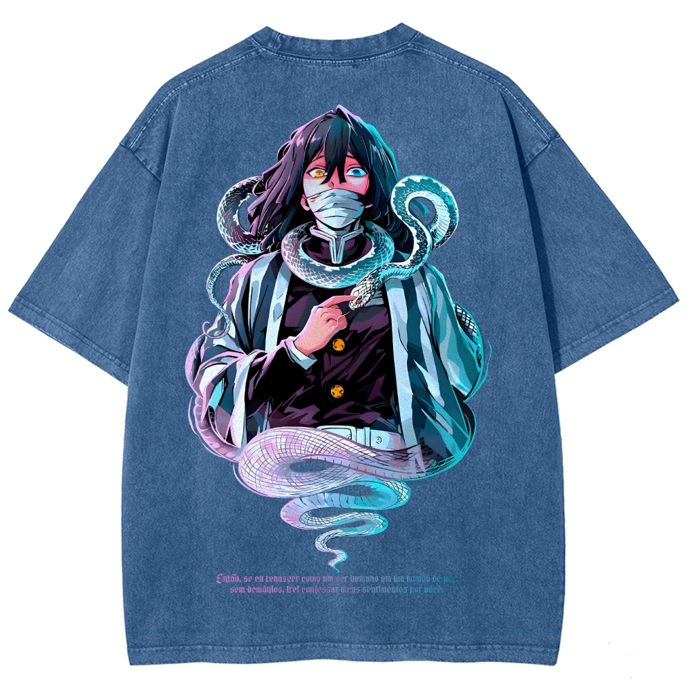 Demon slayer Iguro Obanai Unisex Fit Washed T-Shirt 2504004052