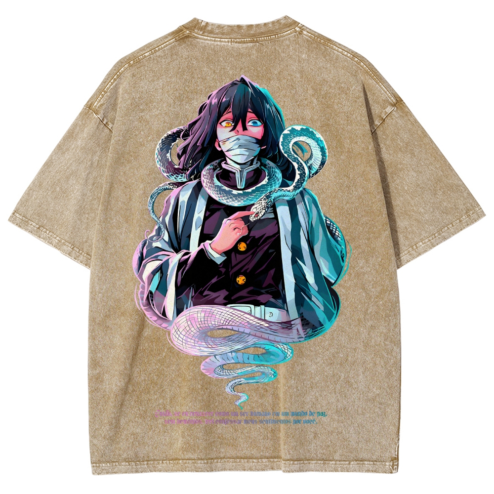 Demon slayer Iguro Obanai Unisex Fit Washed T-Shirt 2504004052