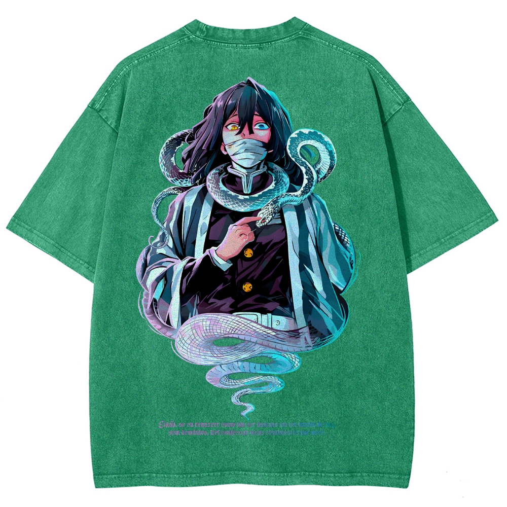 Demon slayer Iguro Obanai Unisex Fit Washed T-Shirt 2504004052