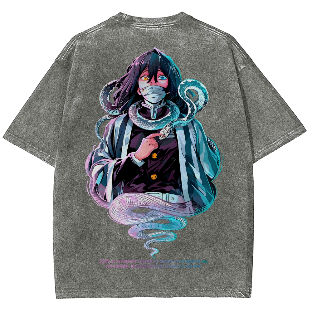 Demon slayer Iguro Obanai Unisex Fit Washed T-Shirt 2504004052