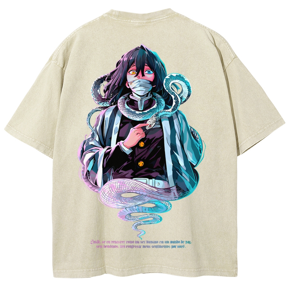 Demon slayer Iguro Obanai Unisex Fit Washed T-Shirt 2504004052