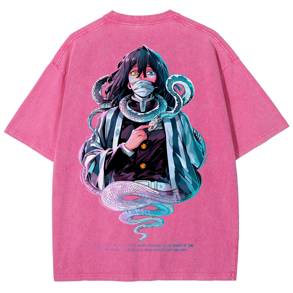 Demon slayer Iguro Obanai Unisex Fit Washed T-Shirt 2504004052