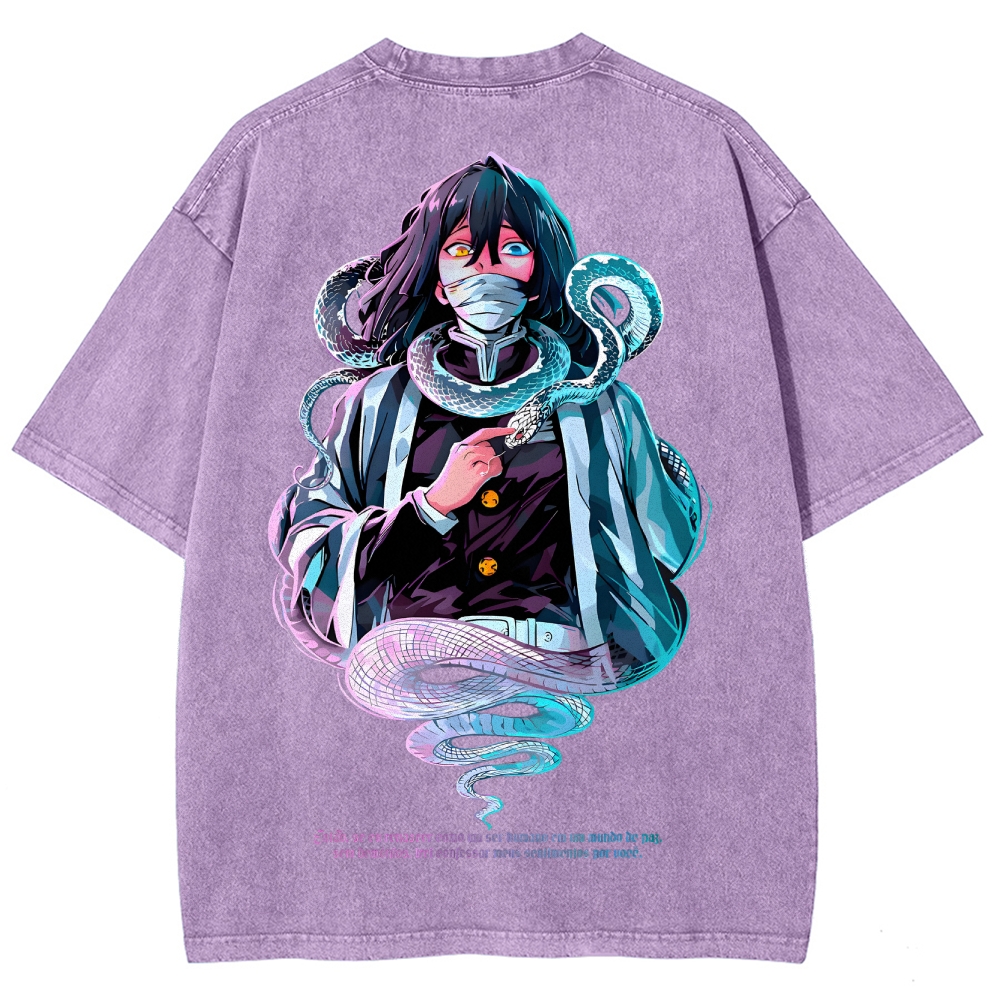 Demon slayer Iguro Obanai Unisex Fit Washed T-Shirt 2504004052