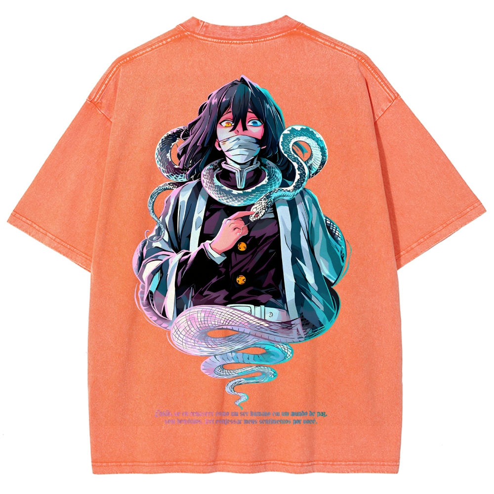 Demon slayer Iguro Obanai Unisex Fit Washed T-Shirt 2504004052