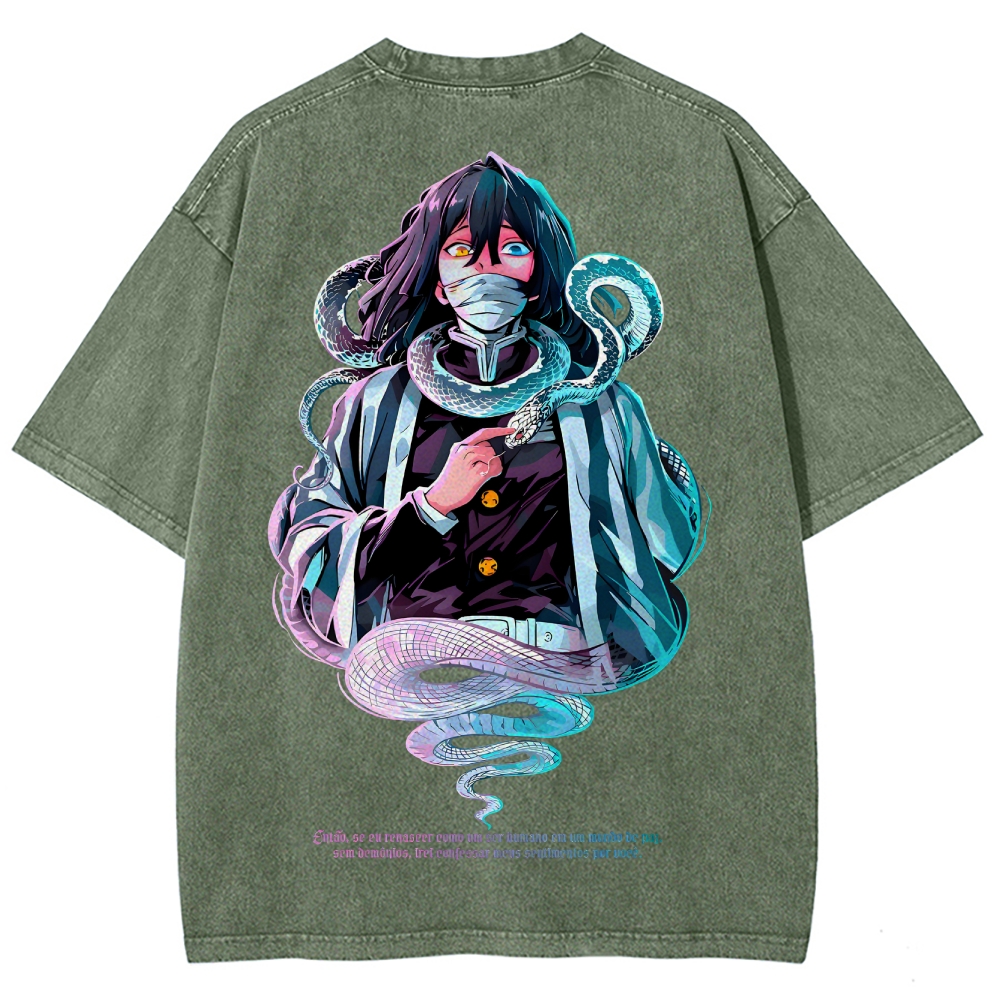 Demon slayer Iguro Obanai Unisex Fit Washed T-Shirt 2504004052