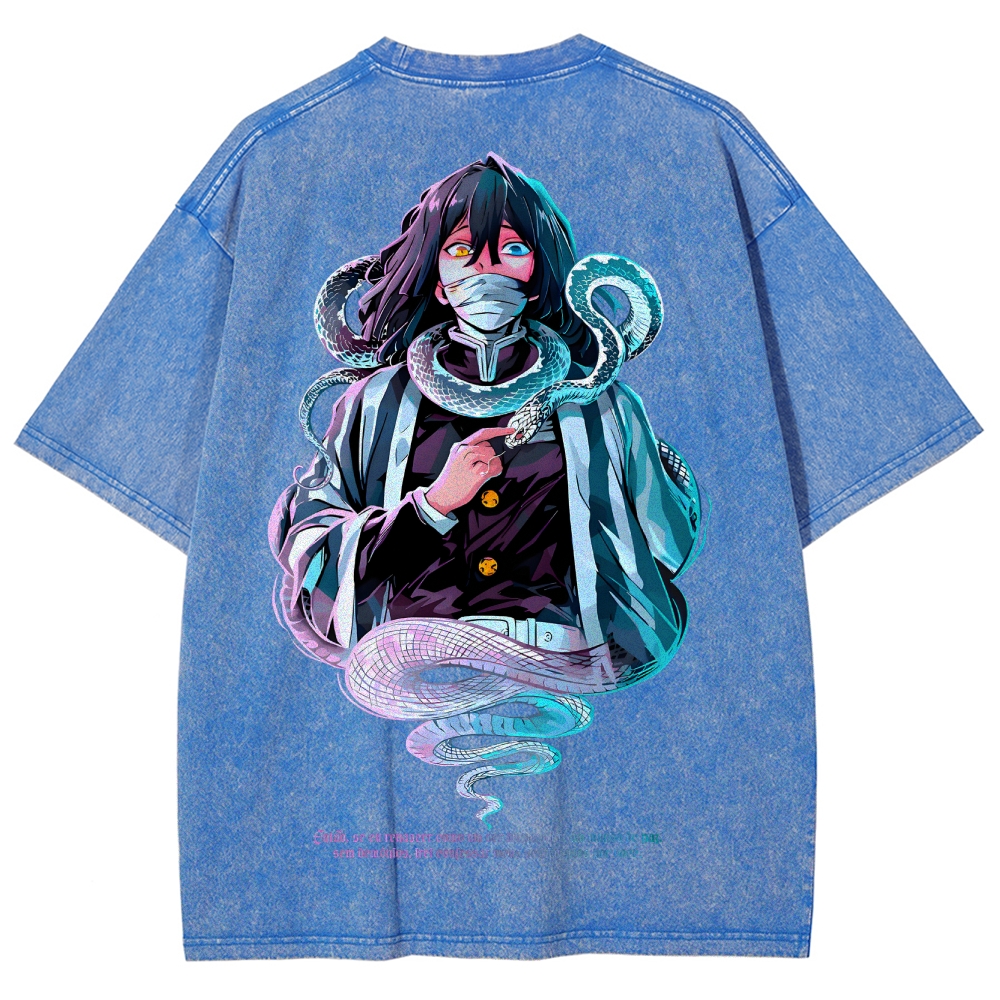 Demon slayer Iguro Obanai Unisex Fit Washed T-Shirt 2504004052