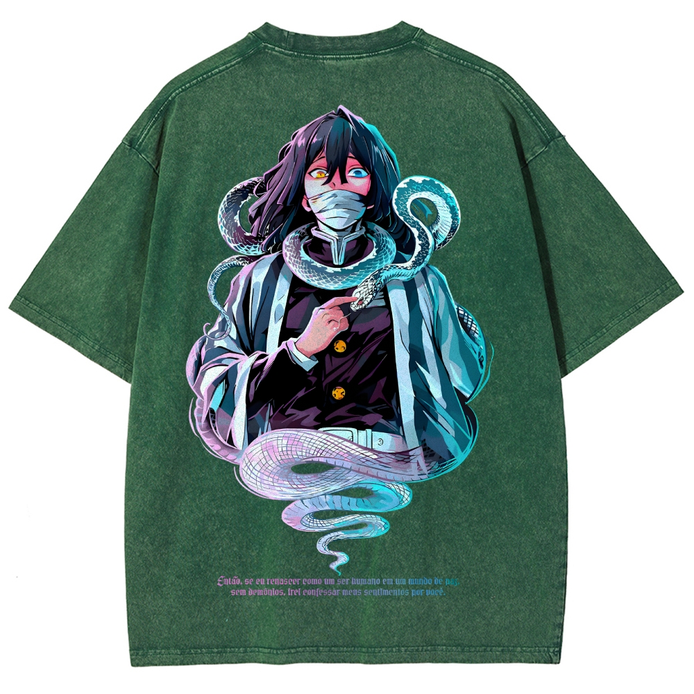 Demon slayer Iguro Obanai Unisex Fit Washed T-Shirt 2504004052