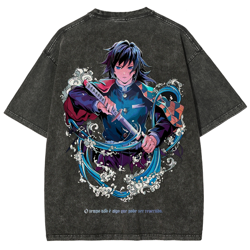 Demon Slayer Tomioka Giyuu Unisex Fit Washed T-Shirt 2504004056