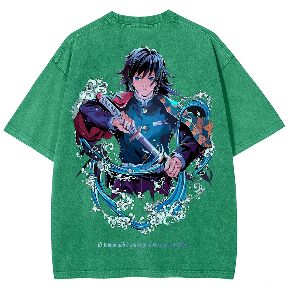 Demon Slayer Tomioka Giyuu Unisex Fit Washed T-Shirt 2504004056