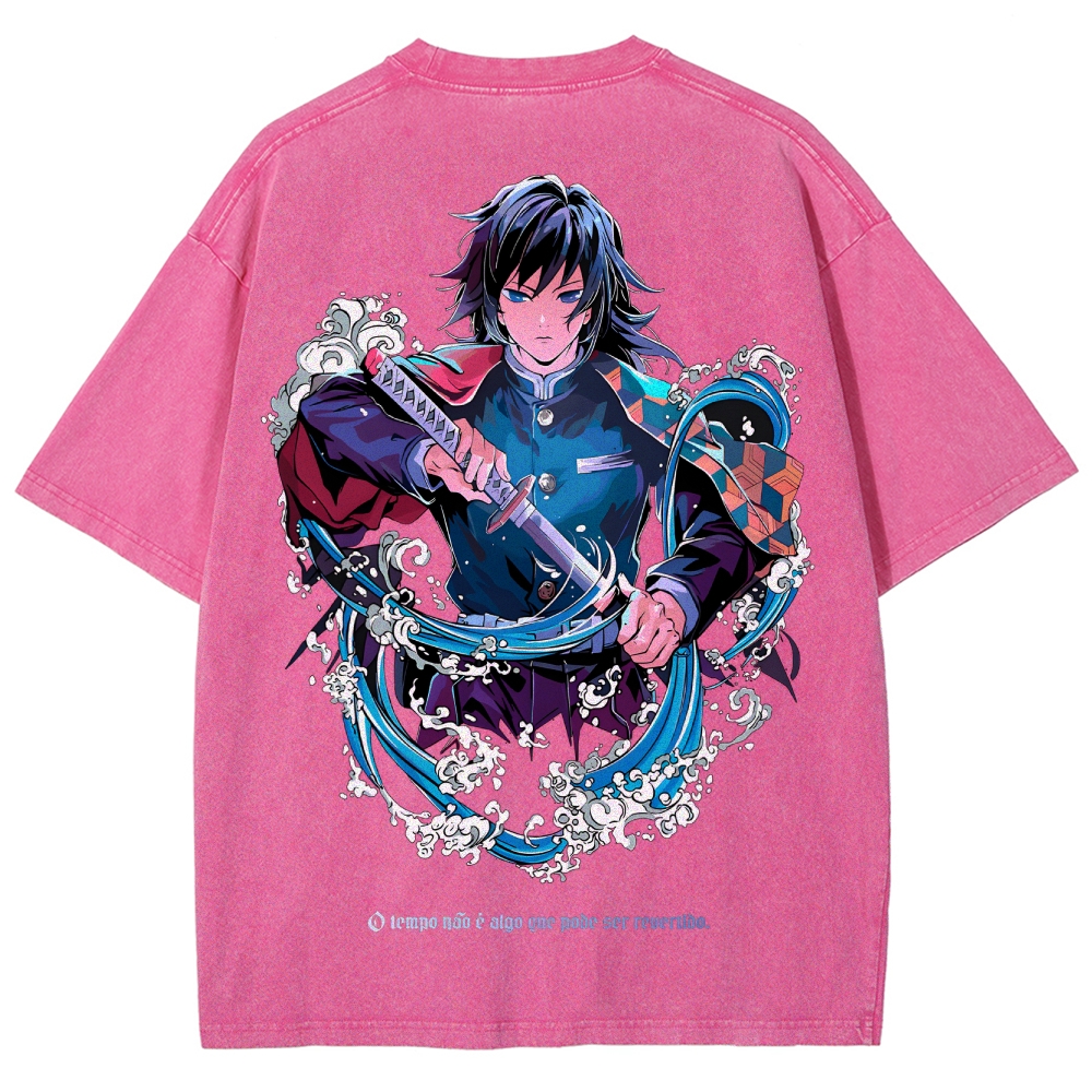 Demon Slayer Tomioka Giyuu Unisex Fit Washed T-Shirt 2504004056