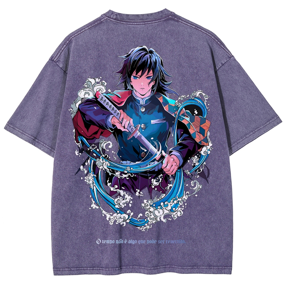 Demon Slayer Tomioka Giyuu Unisex Fit Washed T-Shirt 2504004056