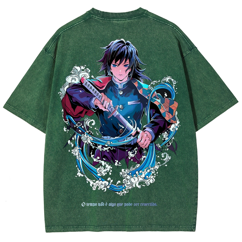 Demon Slayer Tomioka Giyuu Unisex Fit Washed T-Shirt 2504004056