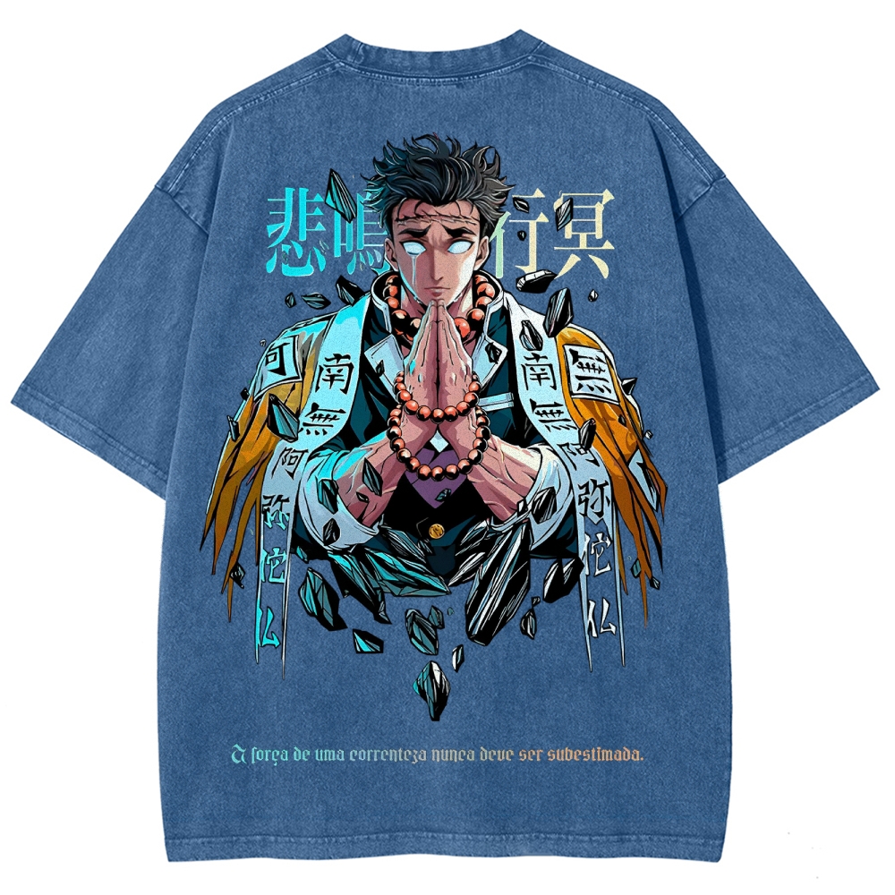 Demon Slayer Himejima Gyoumei Unisex Fit Washed T-Shirt 2504004057