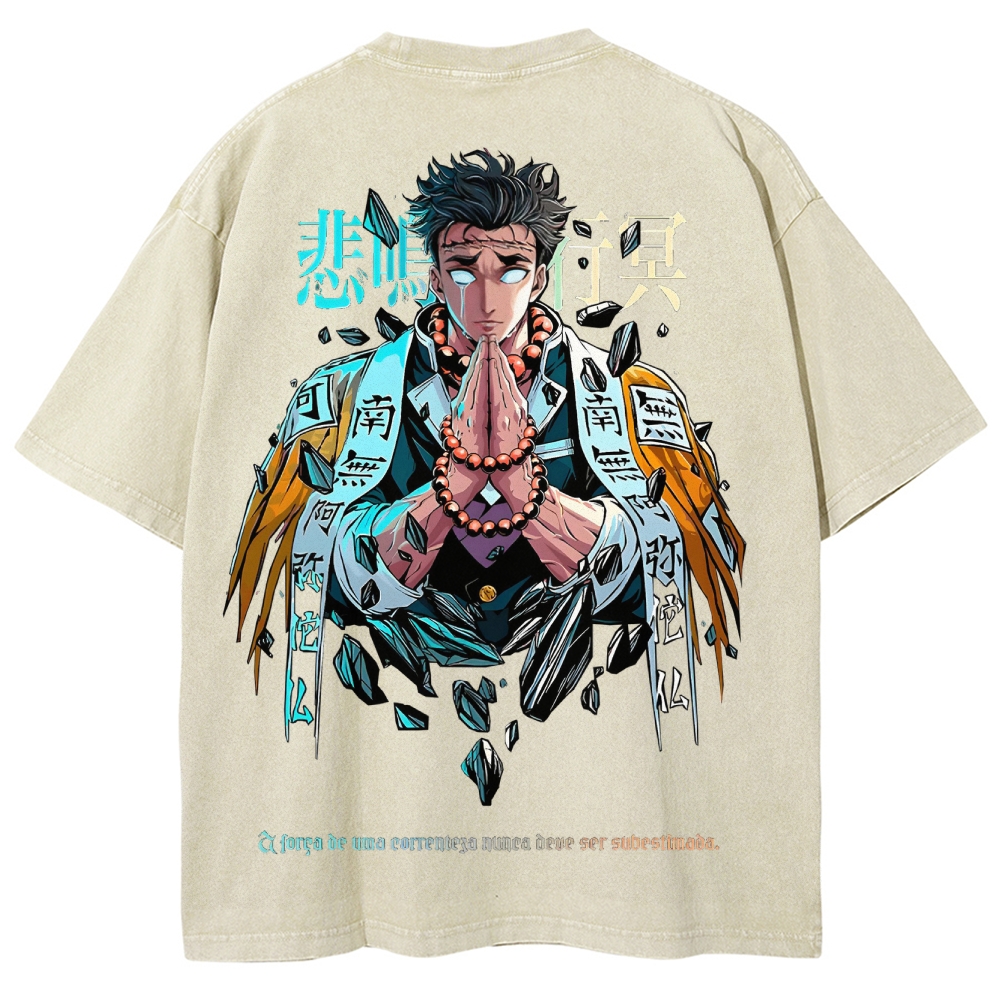 Demon Slayer Himejima Gyoumei Unisex Fit Washed T-Shirt 2504004057