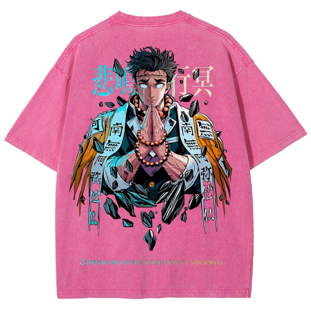Demon Slayer Himejima Gyoumei Unisex Fit Washed T-Shirt 2504004057