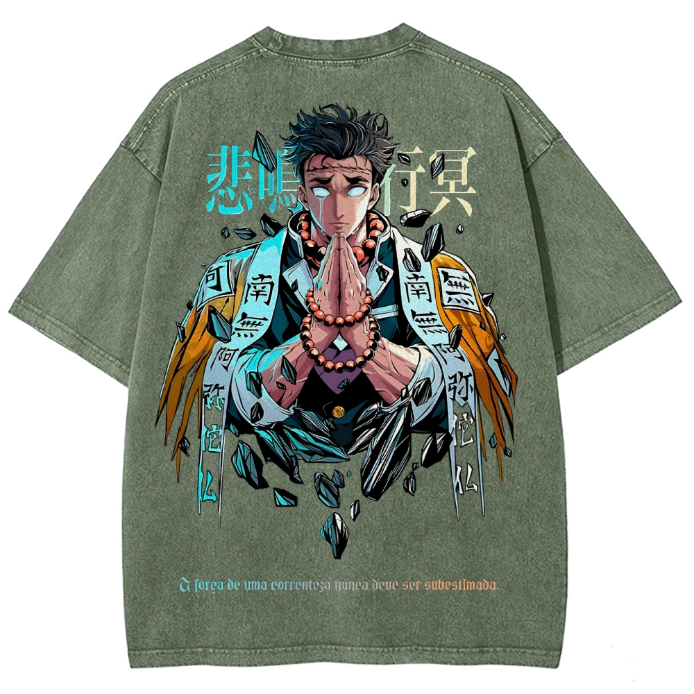 Demon Slayer Himejima Gyoumei Unisex Fit Washed T-Shirt 2504004057