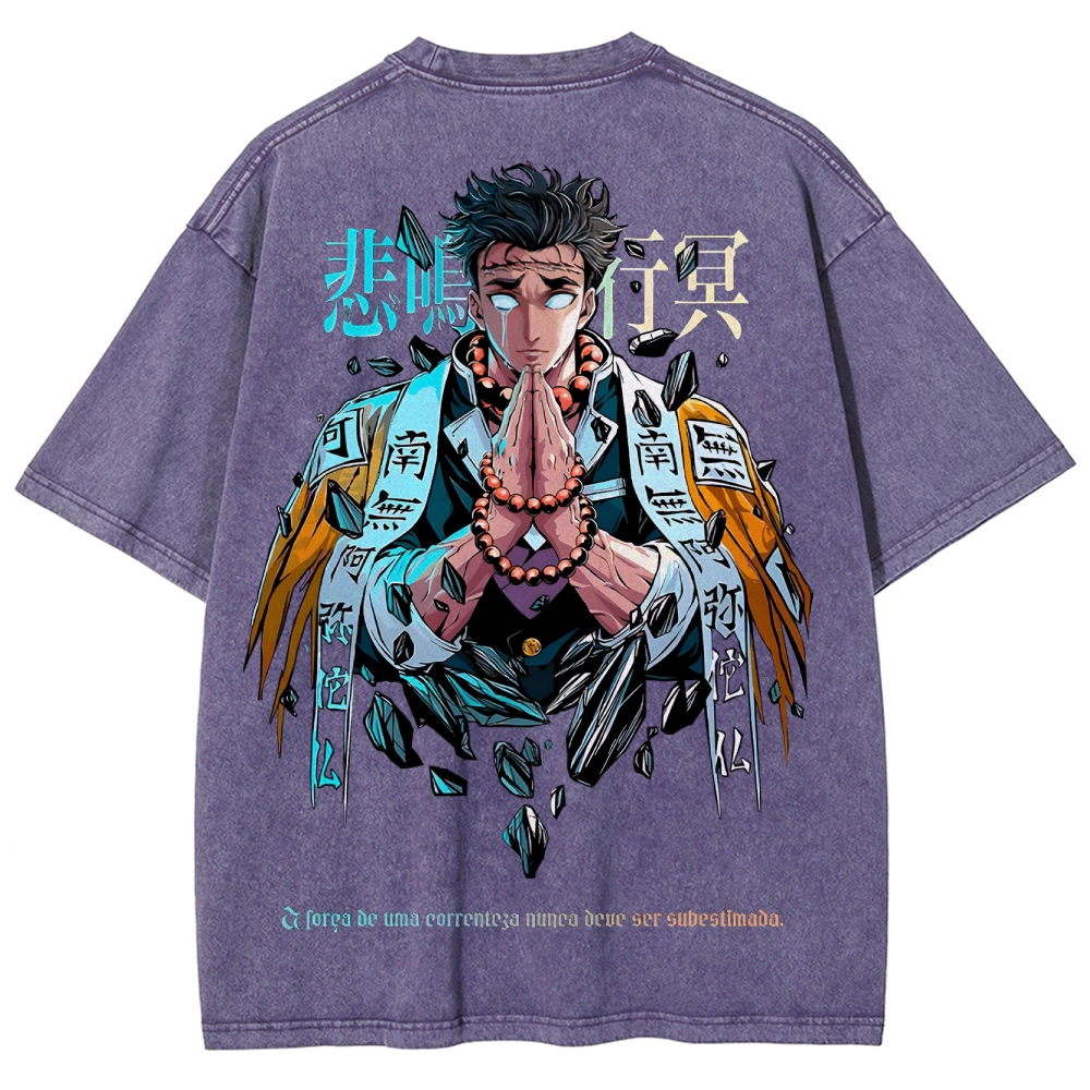 Demon Slayer Himejima Gyoumei Unisex Fit Washed T-Shirt 2504004057