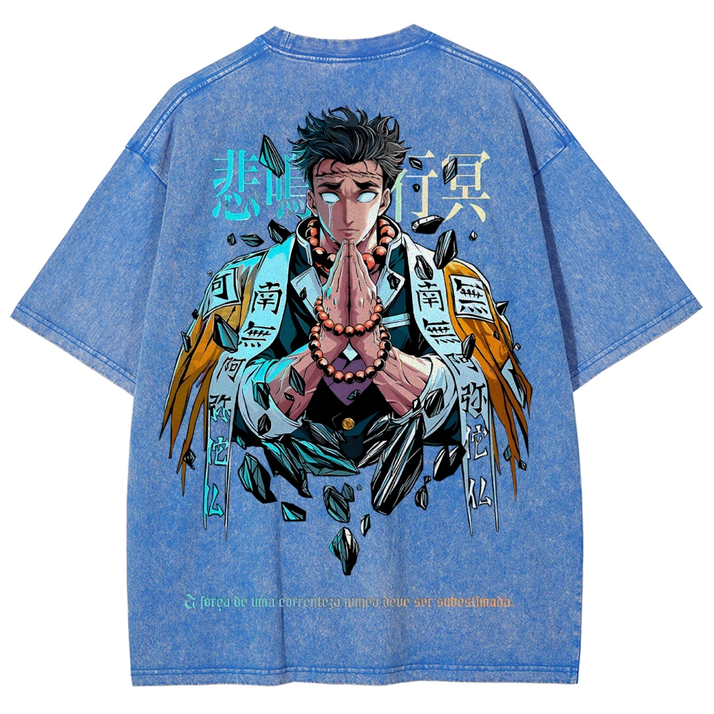 Demon Slayer Himejima Gyoumei Unisex Fit Washed T-Shirt 2504004057