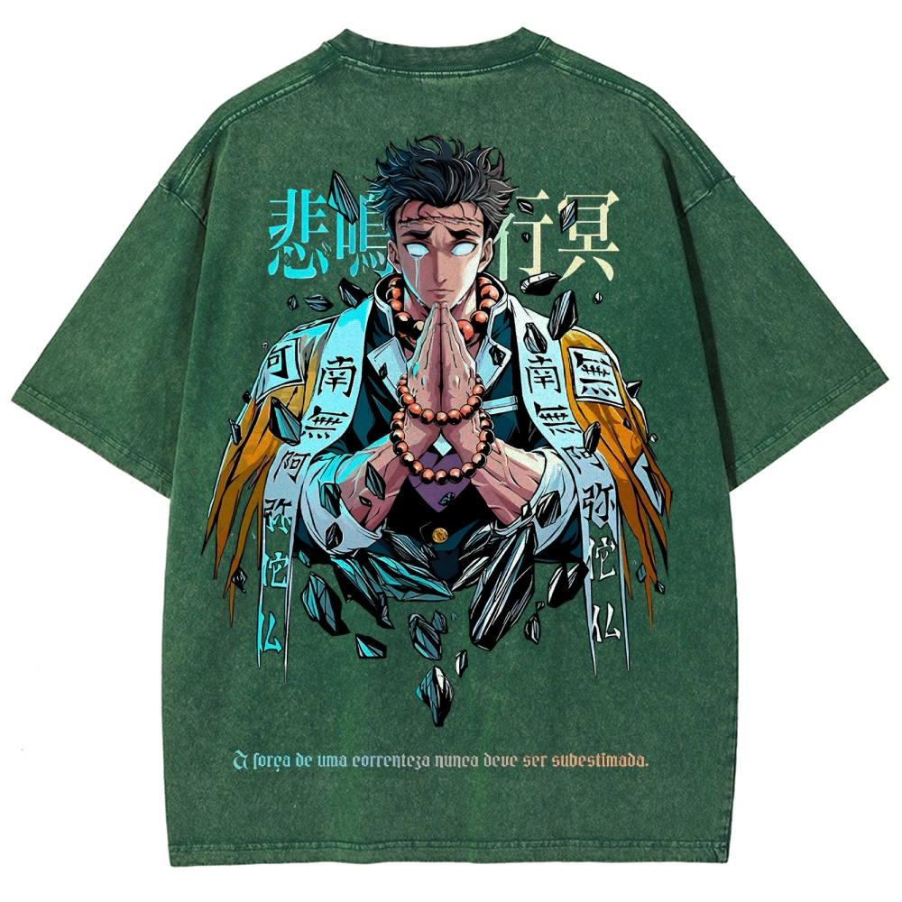 Demon Slayer Himejima Gyoumei Unisex Fit Washed T-Shirt 2504004057