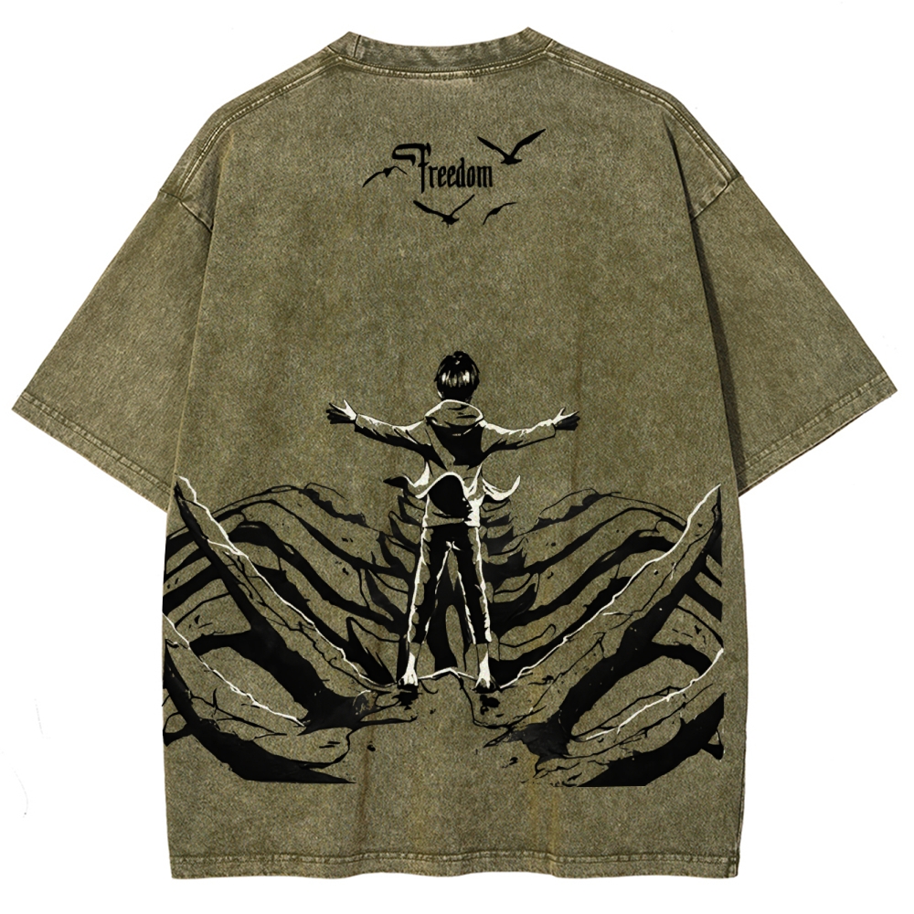 Attack on Titan Unisex Fit Washed T-Shirt 2504009749