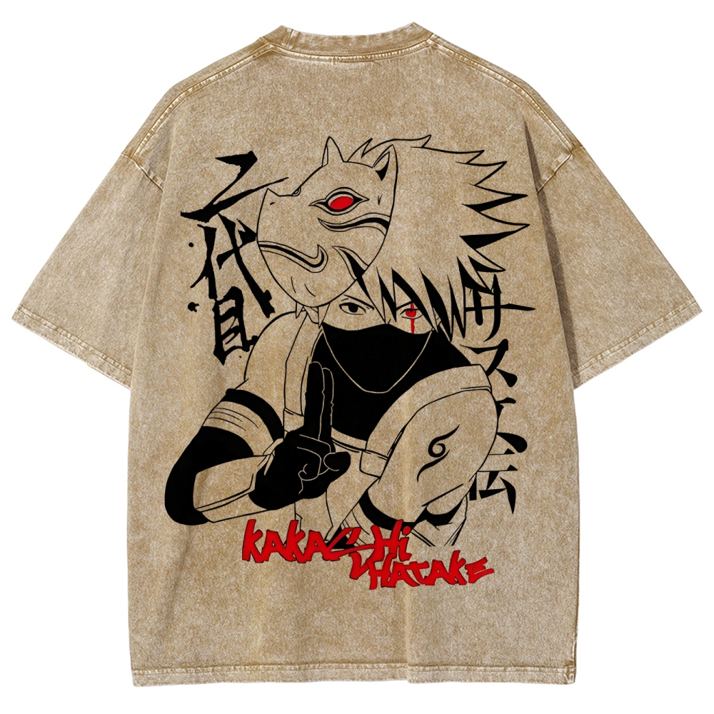 Naturo 𝑲𝒂𝒌𝒂𝒔𝒉𝒊 𝑯𝒂𝒕𝒂𝒌𝒆 Unisex Fit Washed T-Shirt 2505011258